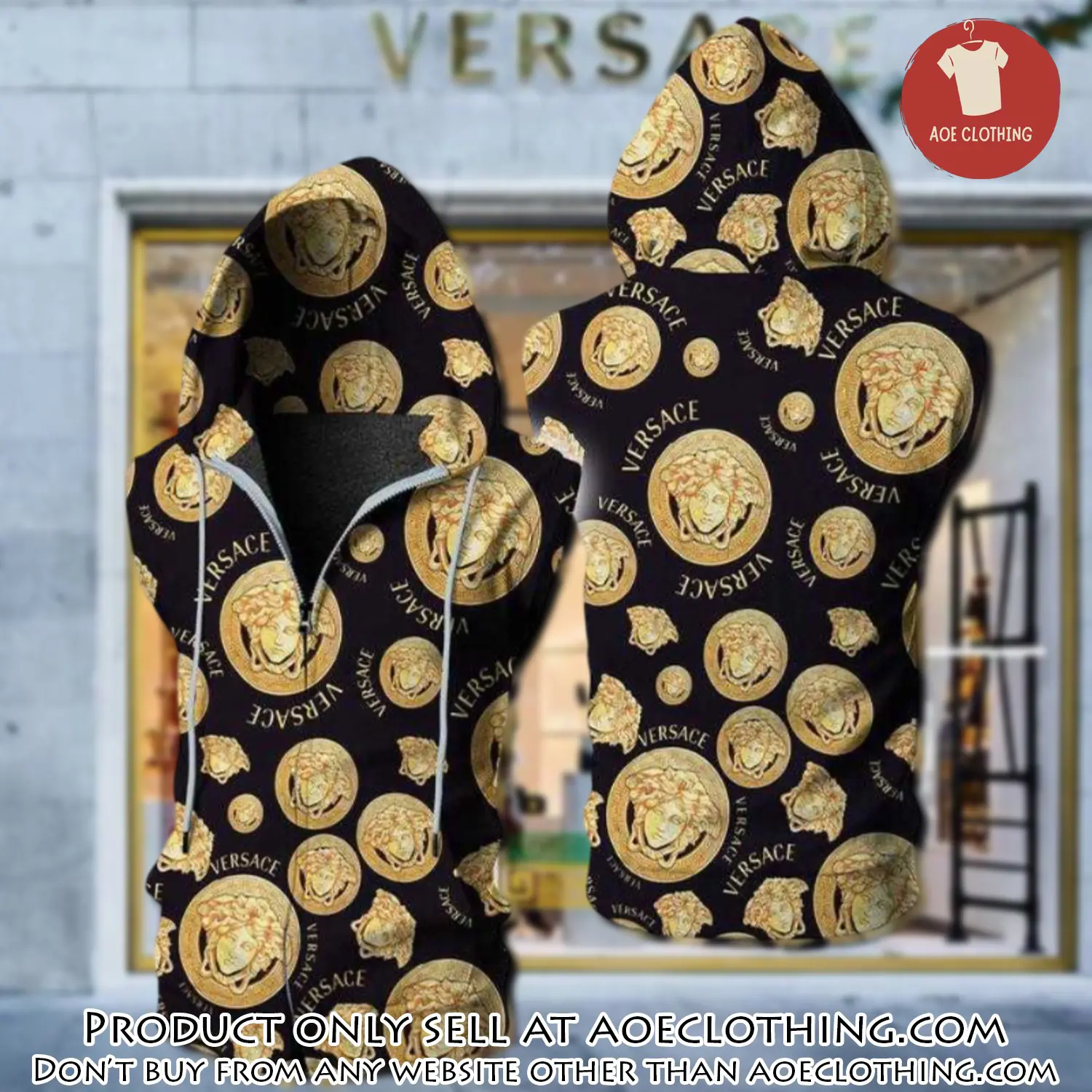 Gianni versace unisex sleeveless zip up hoodie luxury for men women szh003 aoe1952256